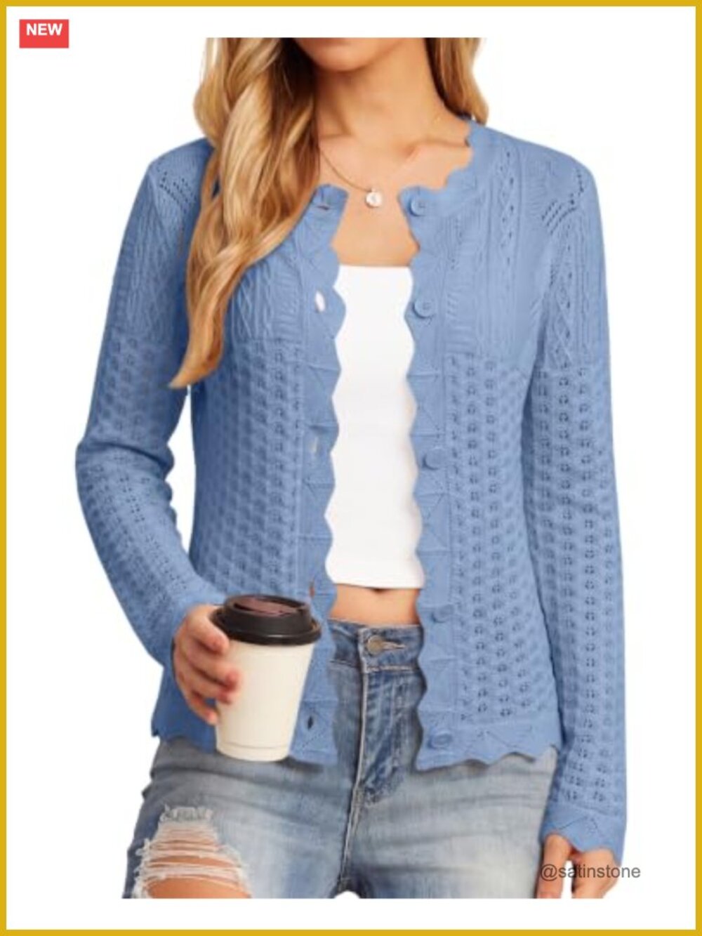 Womens Crochet Cardigan Long Sleeve Button Down Sweater